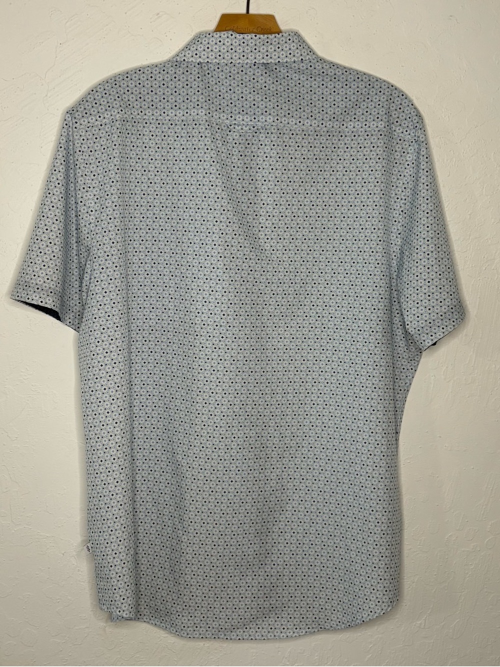 7 Diamonds Men XL Ephraim 4 Way Stretch Short Sleeve Button Up Geometric Blue - Picture 6 of 9